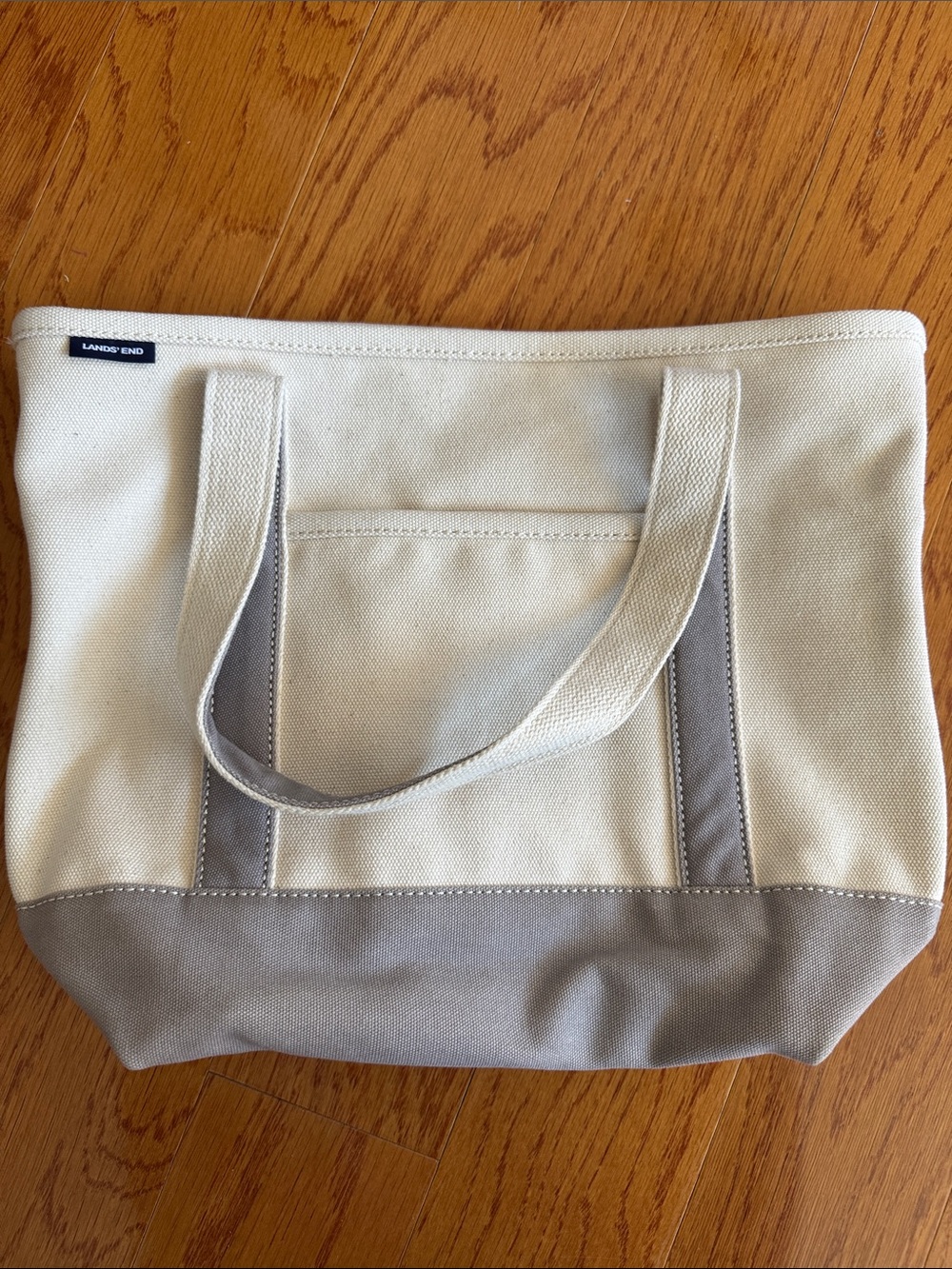 Lands' End Canvas Tote in Cream with Gray Trim